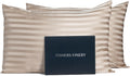 Mulberry Silk Pillowcase 25mm Taupe Stripe Standard 2 Pack - Smooth
