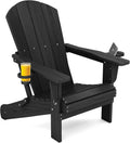 SERWALL HDPE Folding Adirondack Chair with Dual Cup Holder