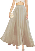 Women Full/Ankle Length Pleated Retro Maxi Chiffon Skirt - Flowy Fit