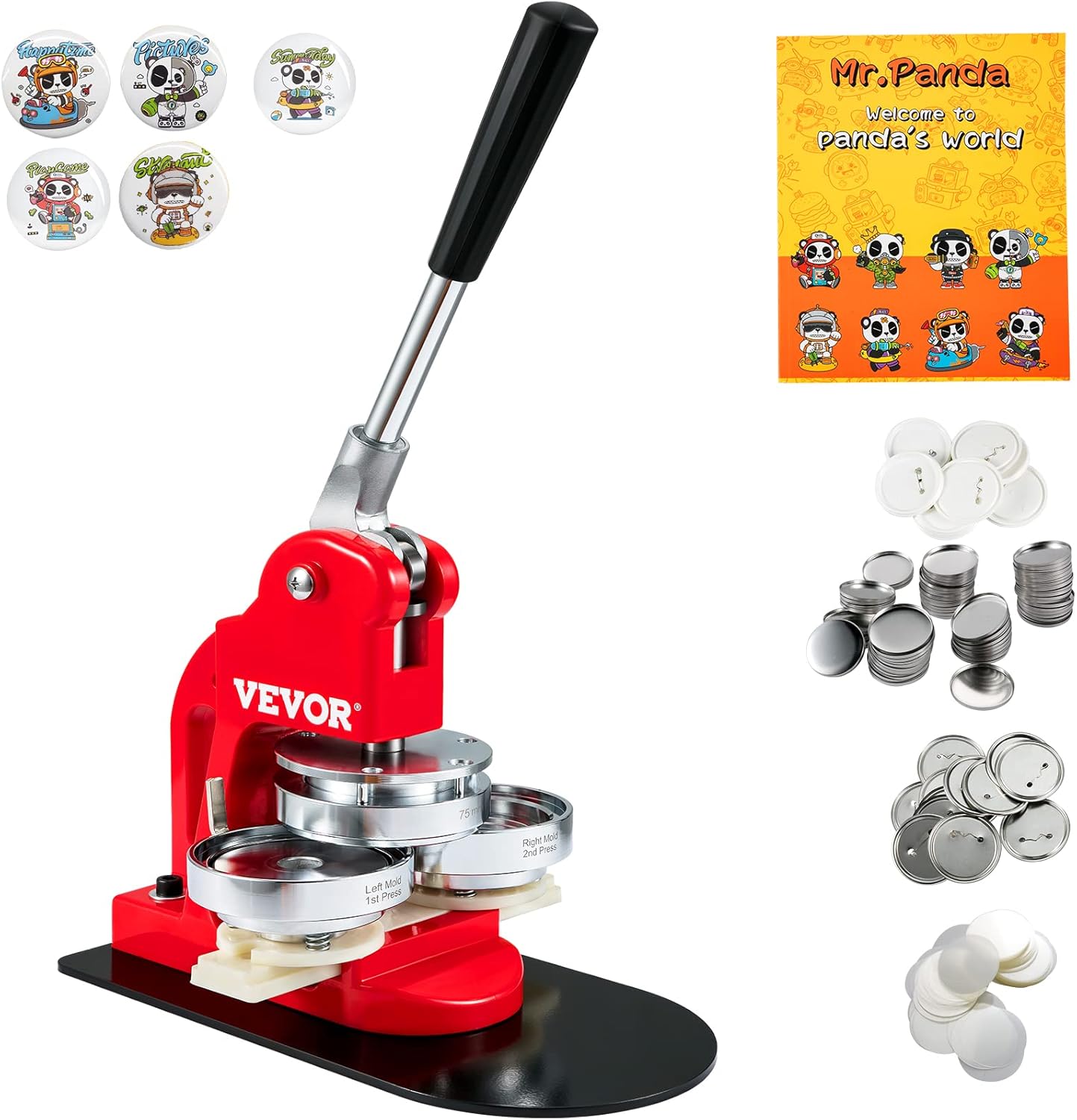VEVOR 3Inch Button Maker Machine with 500 Circle Parts Included