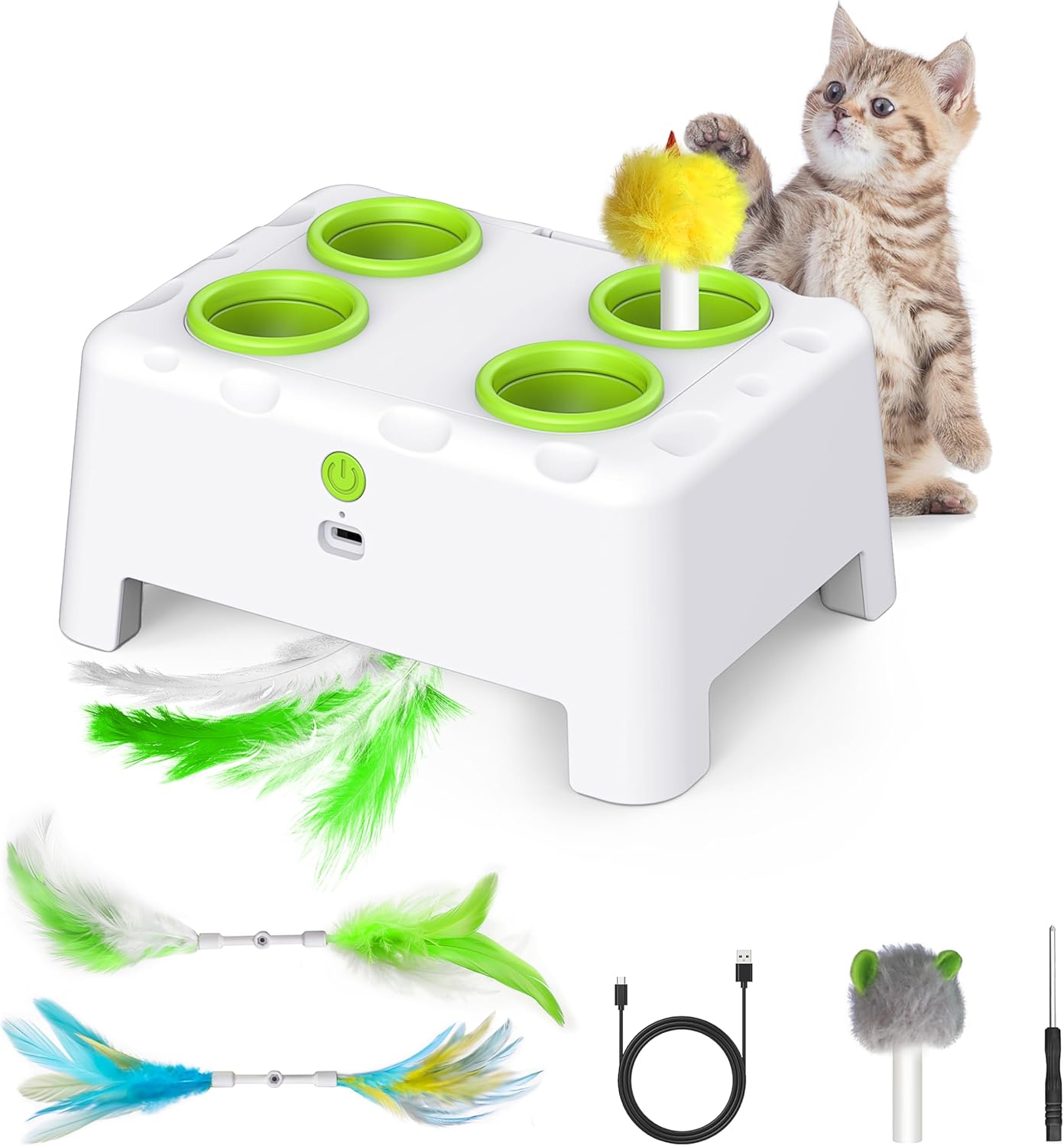 Interactive 2-in-1 Auto Cat Toy - Feather Fun!