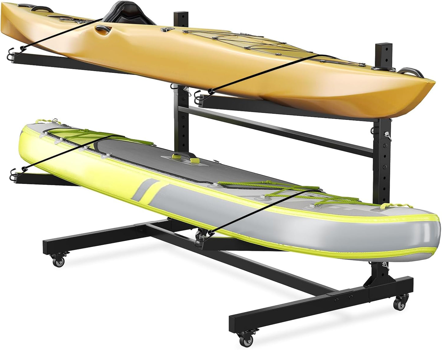 Freestanding Kayak Storage Rack for 2-6 Kayaks with Wheels