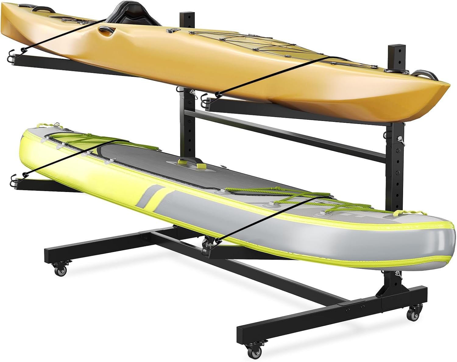 Freestanding Kayak Storage Rack for 2-6 Kayaks with Wheels