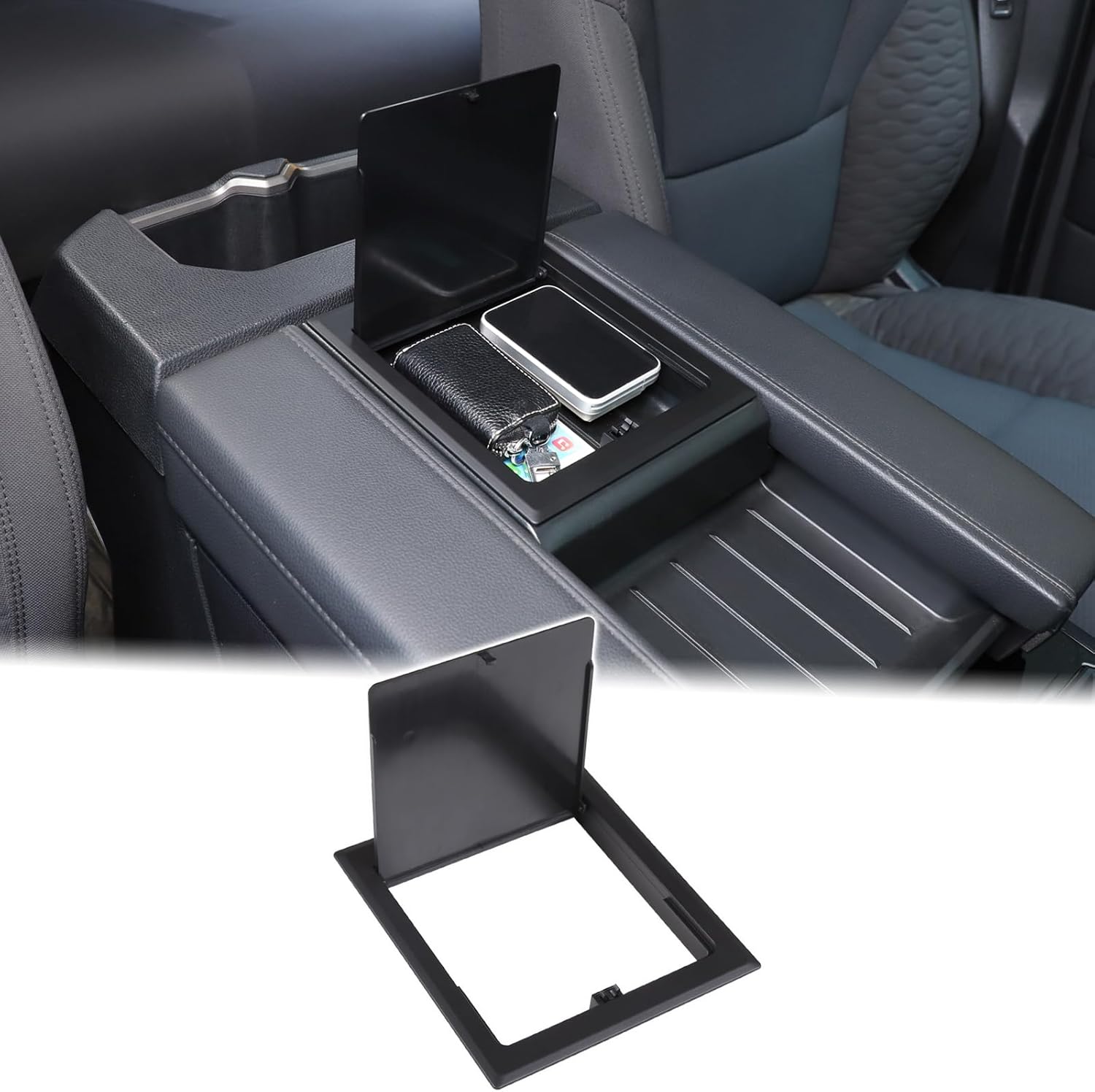 Aunginsy Armrest Hidden Storage Box Cover for Toyota Tundra
