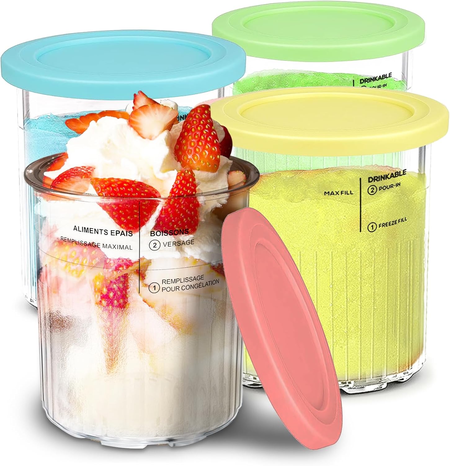Ninja Creami 4-Pack 24oz Containers | Airtight & Dishwasher Safe!