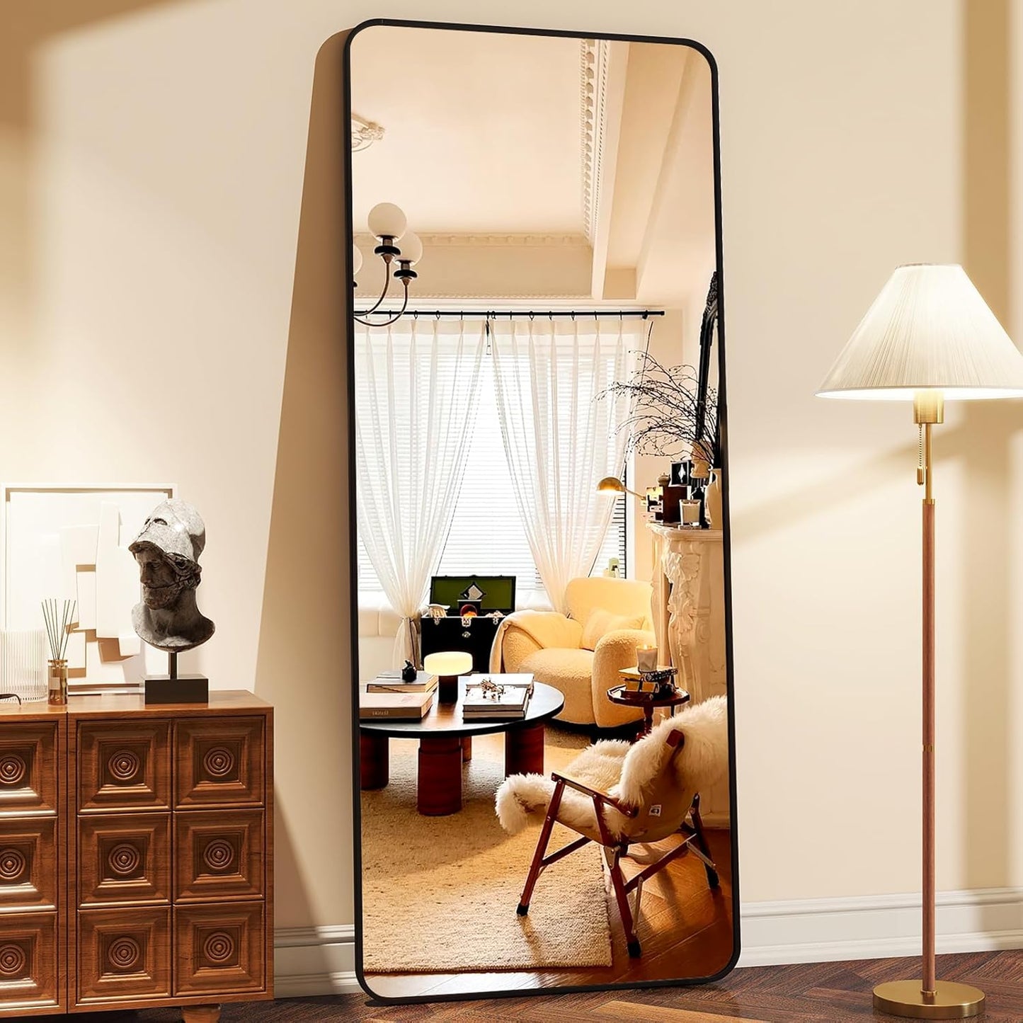 64in x 21in Full Length Mirror with Rounded Corners for Safety