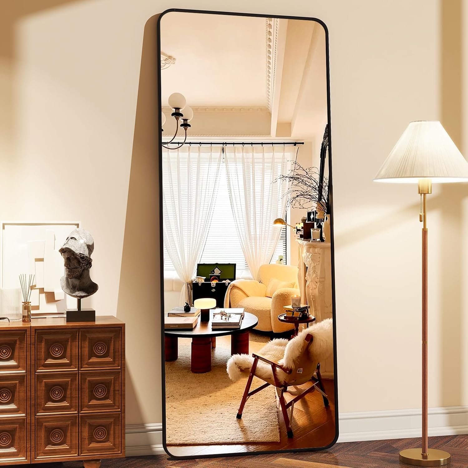64in x 21in Full Length Mirror with Rounded Corners for Safety