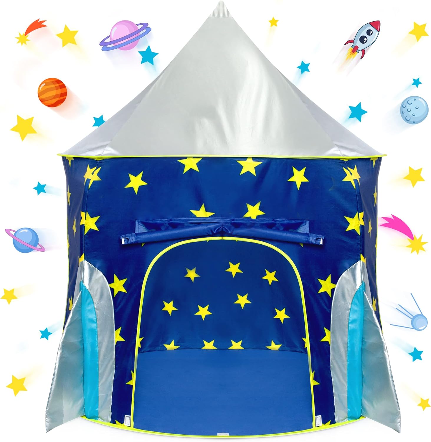 Rocket Ship Pop Up Tent with Space Projector - USA Toyz