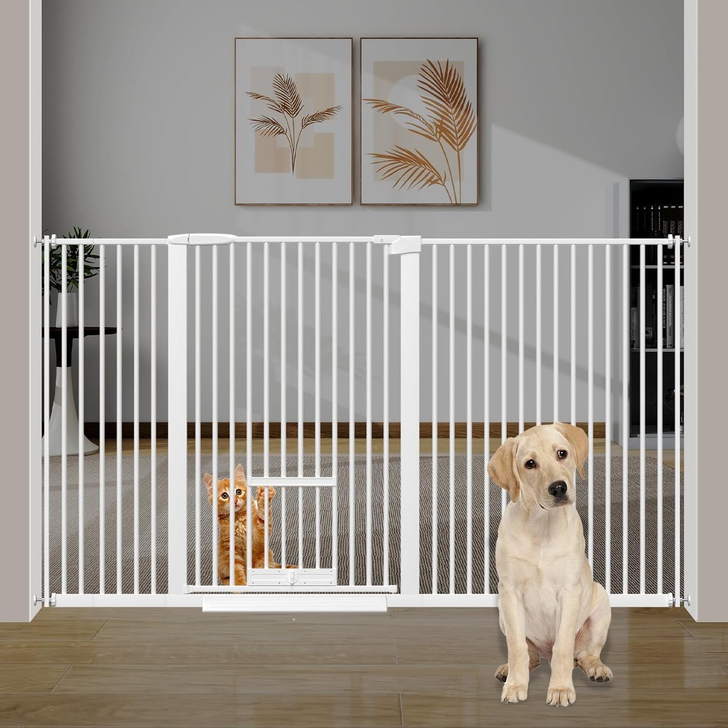 40.55 Tall Extra Wide Dog Gate with Cat Door for Safety