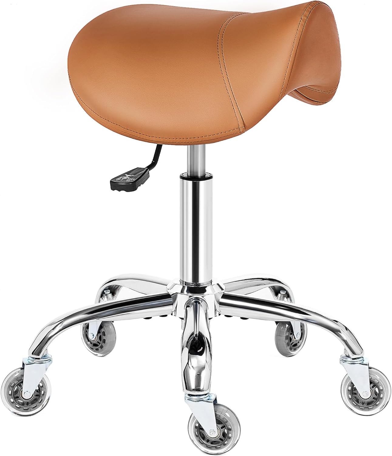 Ergonomic Rolling Saddle Stool with Adjustable Height and Wheels