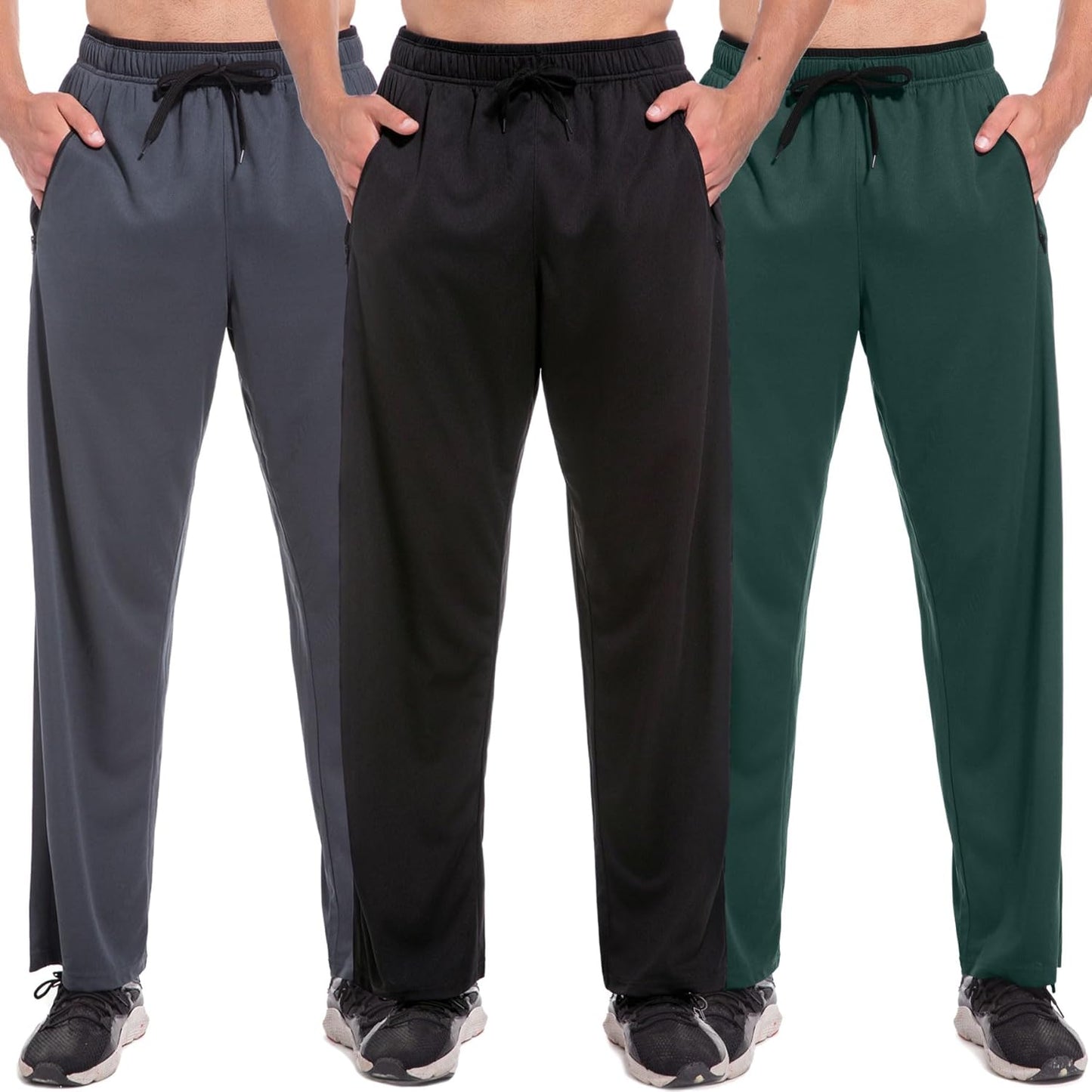 Mens Sweatpants with Zipper Pockets for Workout and Training