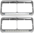 Partsam 2x Headlight Bezels Chrome with 12in White LED Strip - Truck