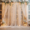 2010ft Champagne Tulle Backdrop Curtain with Lights String - Sheer