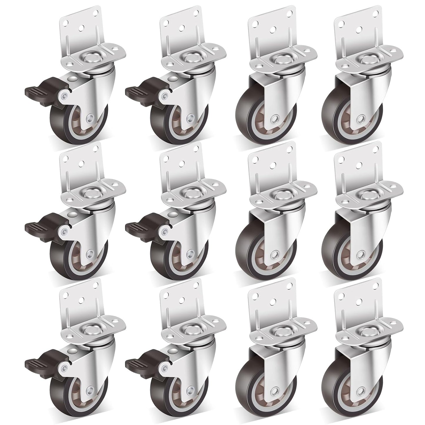 Nefish 2 Inch Side Mount Casters Wheels for Furniture and DIY