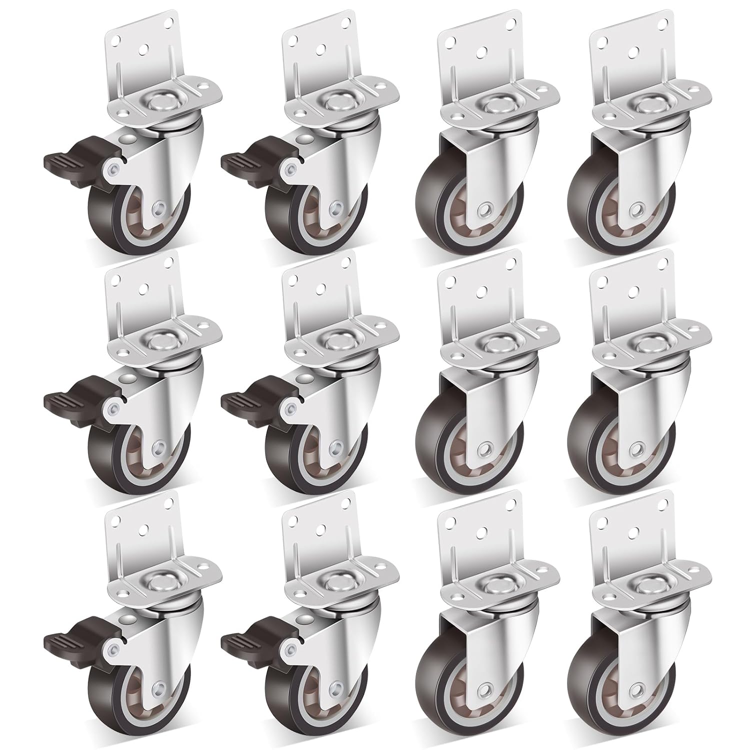 Nefish 2 Inch Side Mount Casters Wheels for Furniture and DIY