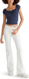 Aeropostale Womens Low Rise Flare Jean - Clean White Flare
