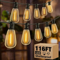 litogo 116FT Patio Lights Waterproof LED String Lights - Soft White