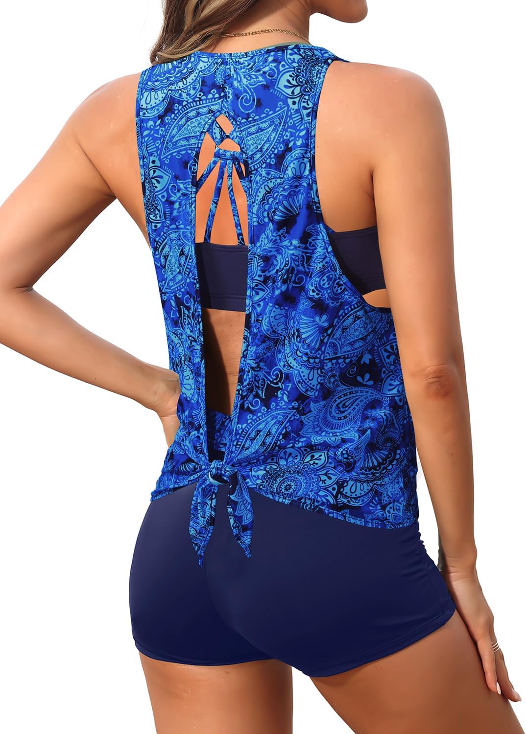 Aqua Eve 3 Piece Tankini Swimsuit for Women with Shorts
