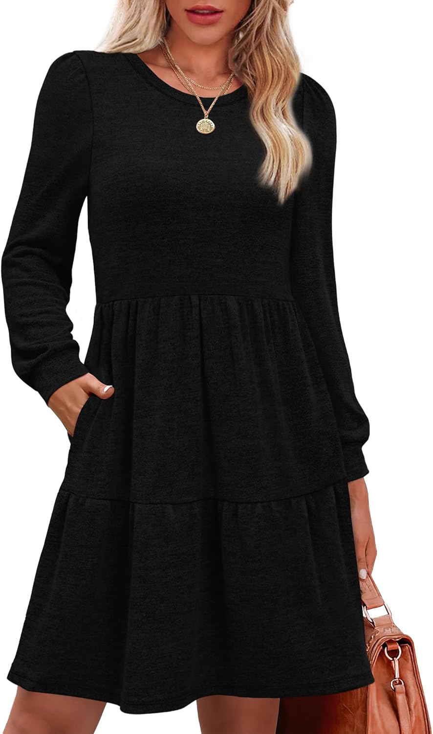 OFEEFAN Womens Long Sleeve Fall Dresses with Pockets for 2025