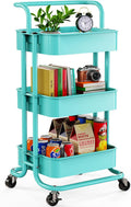 Pipishell 3 Tier Mesh Utility Cart - Mobile Storage for Small Spaces