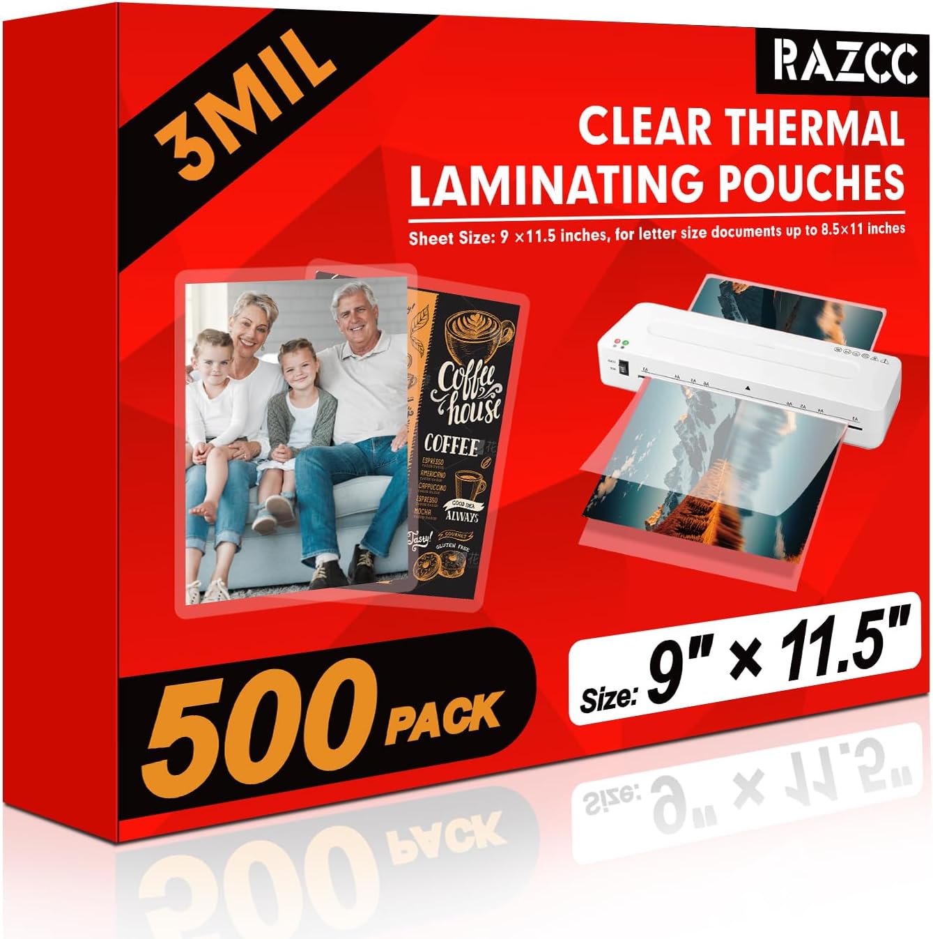 Laminating Sheets 500 Pack Clear Thermal Plastic Paper 9 x 11.5-Inch