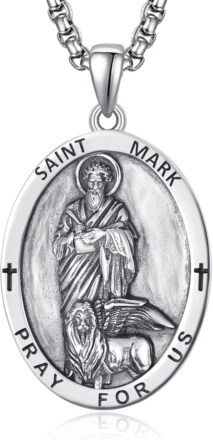 925 Sterling Silver Patron Saint Medals Amulet Necklace for Men