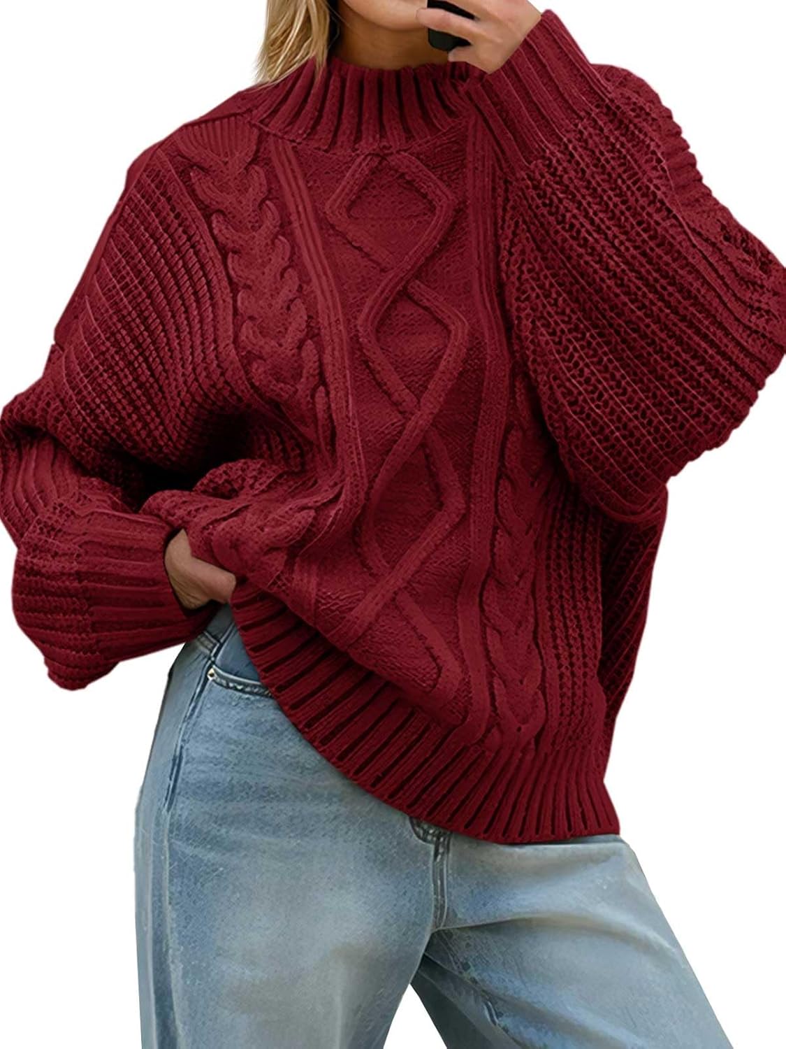 Saodimallsu Womens Oversized Cable Knit Sweaters for Fall