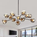 Modern Black Sputnik Chandelier 12-Globe Ceiling Light - Dimmer Ready