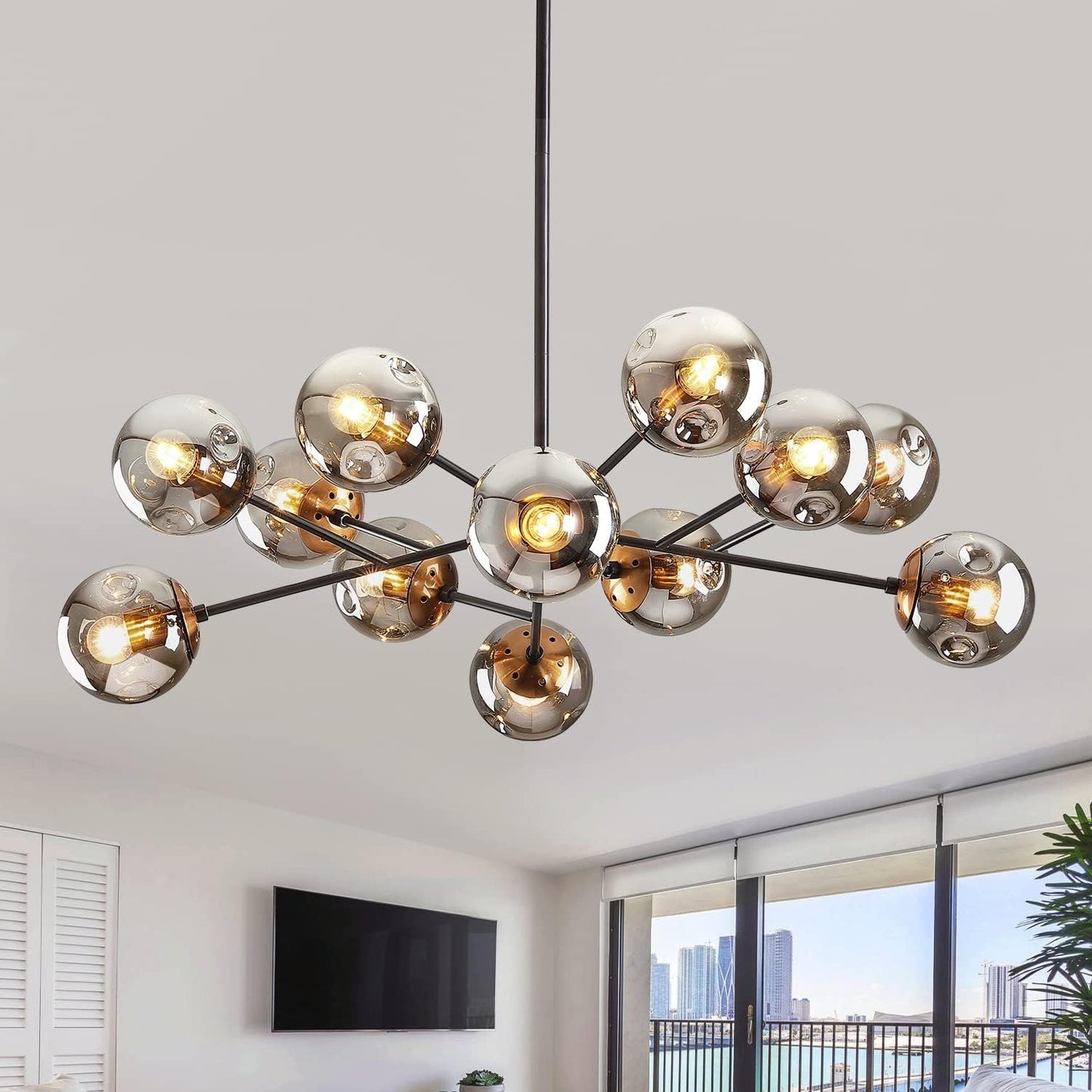 Modern Black Chandelier Sputnik Ceiling Light Fixture for Home