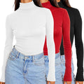 Womens Turtleneck Mock Neck Thermal Long Sleeve Tops - Slim Fit Layer