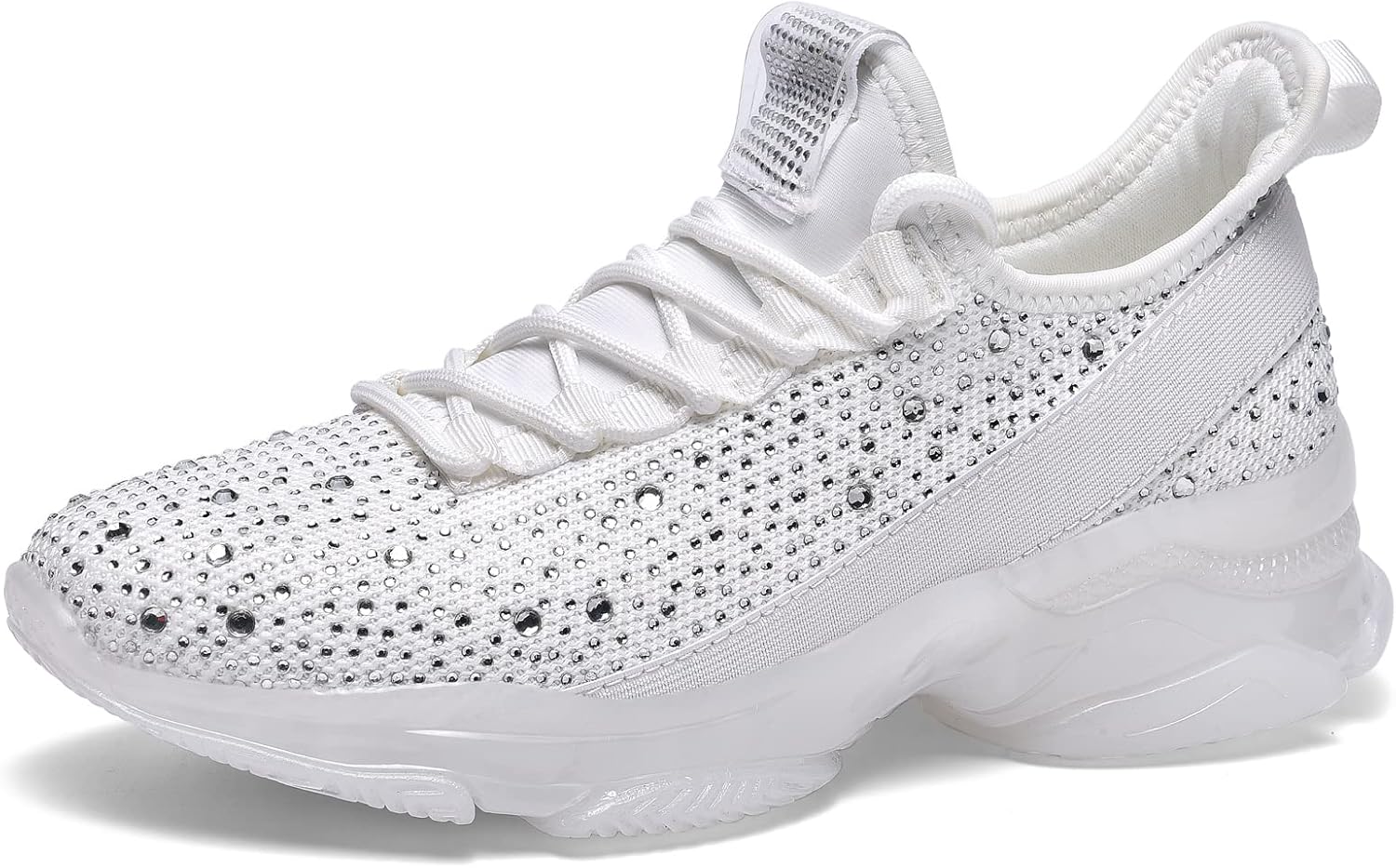 BELOS Women's Rhinestone Mesh Slip On Walking Shoes for Style
