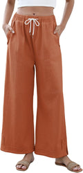 Womens Baggy Wide Leg Palazzo Pants - Soft Cotton Blend Lounge