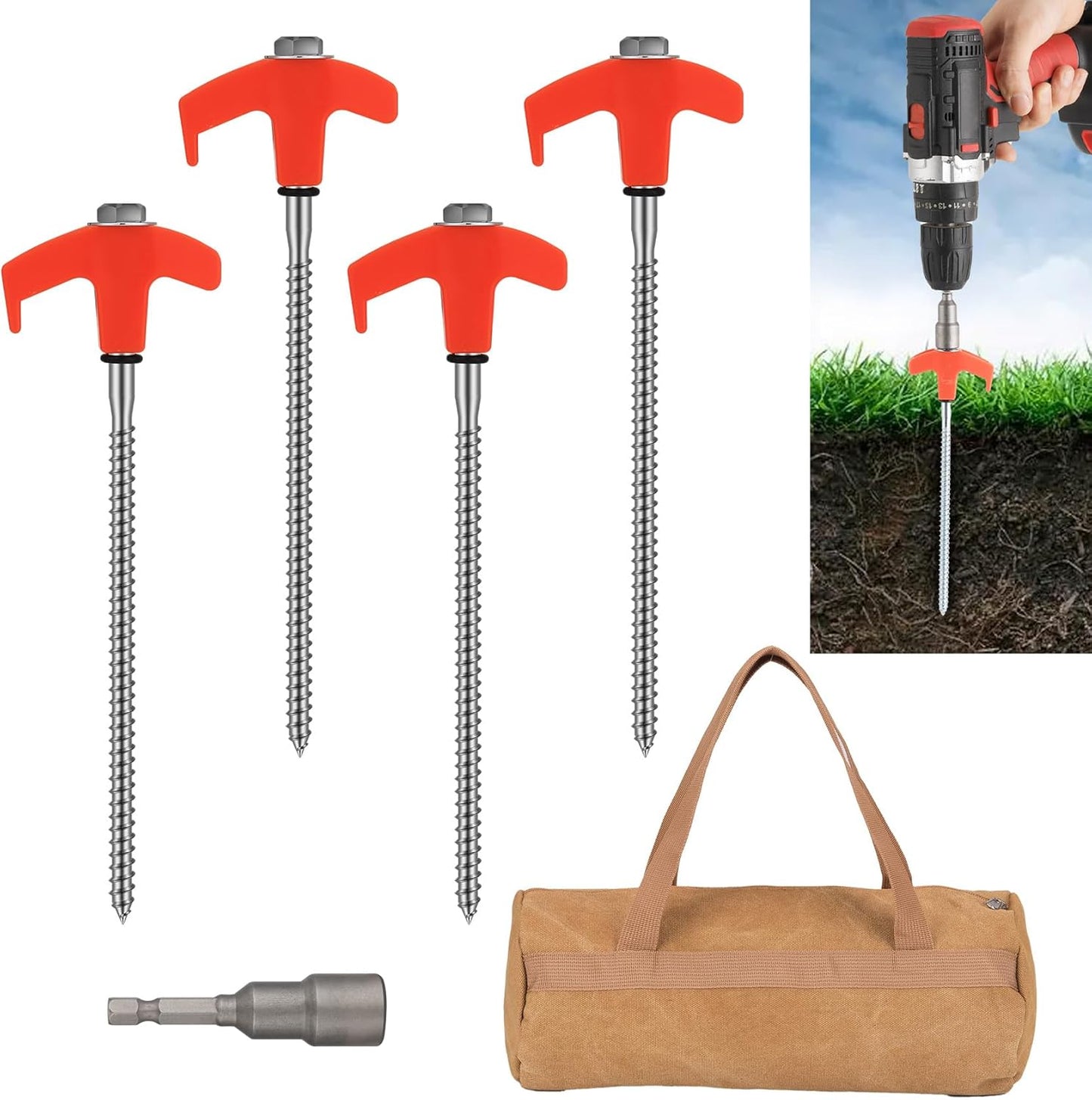 8PCS Heavy Duty Tent Stakes - Secure Anchoring