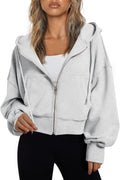 Trendy Queen Hoodies for Women Full Zip Cropped (Style D9V7)