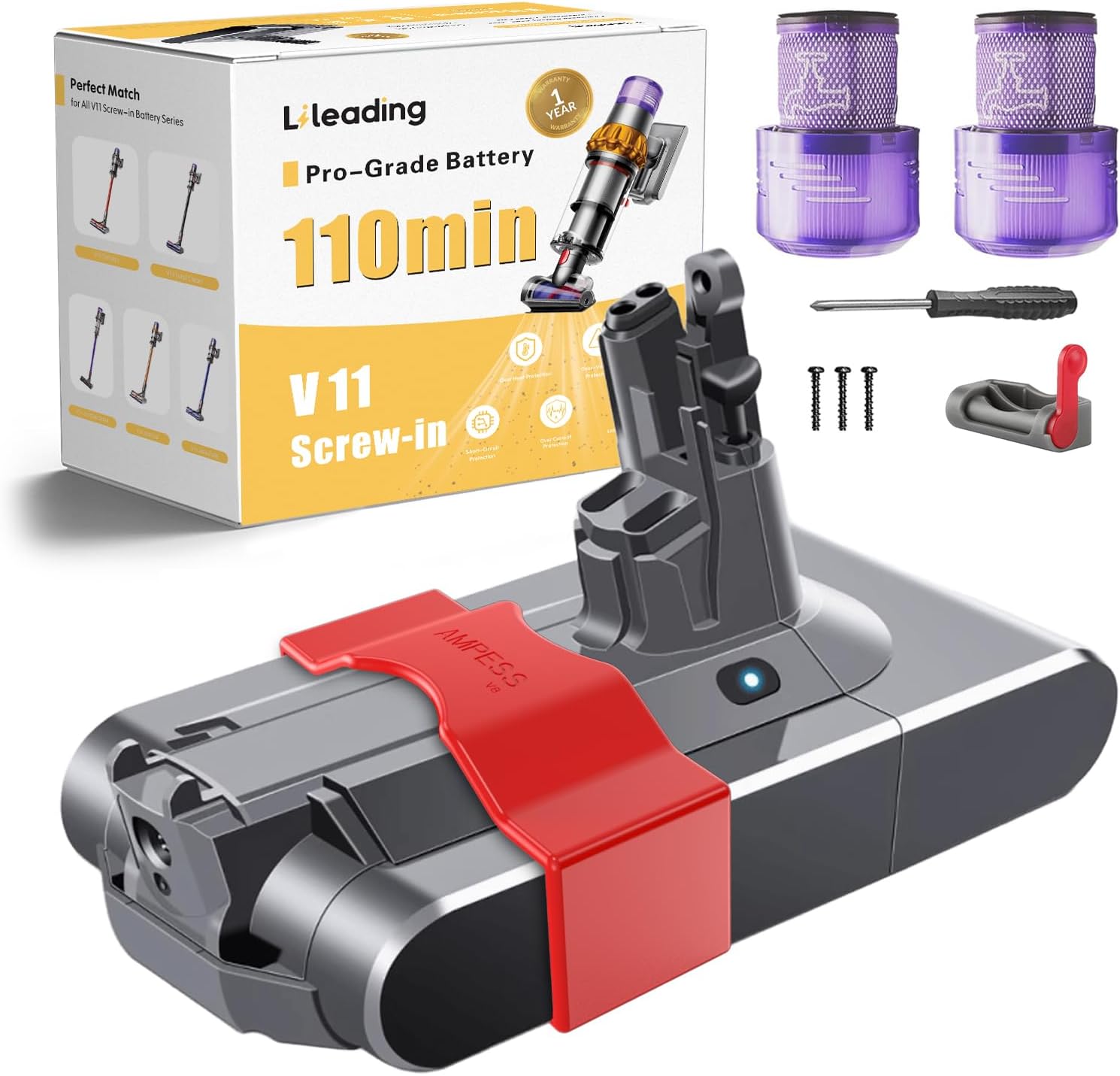 110 Min Battery Replacement for Dyson V11 Screw-in Models