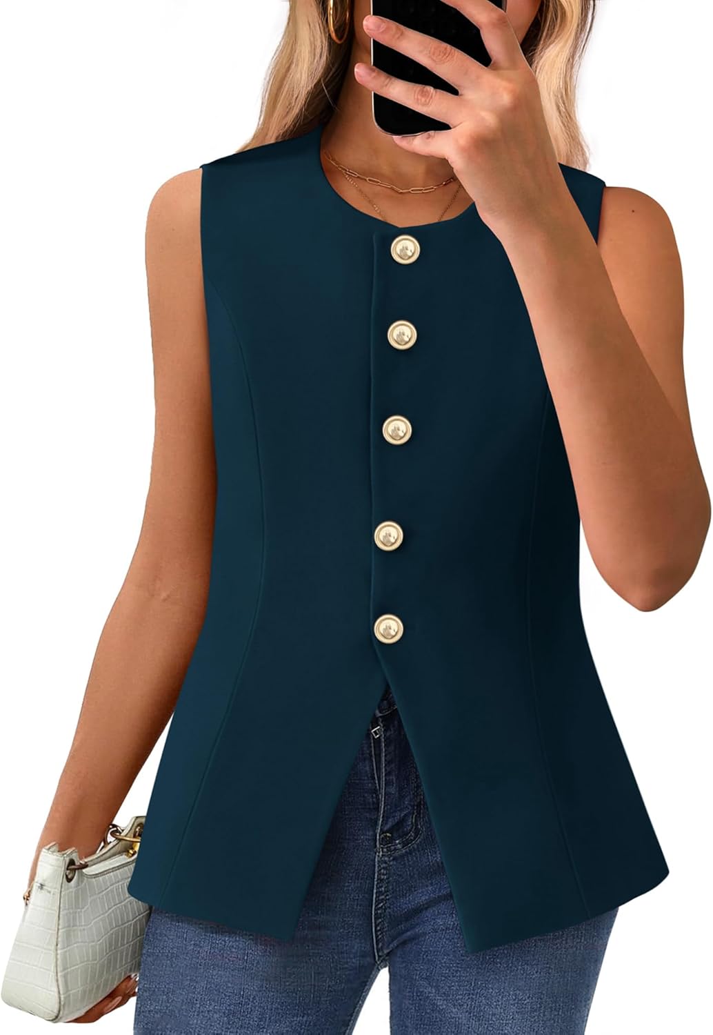 BTFBM Summer Sleeveless Blazer Vest for Women - Stylish Workwear