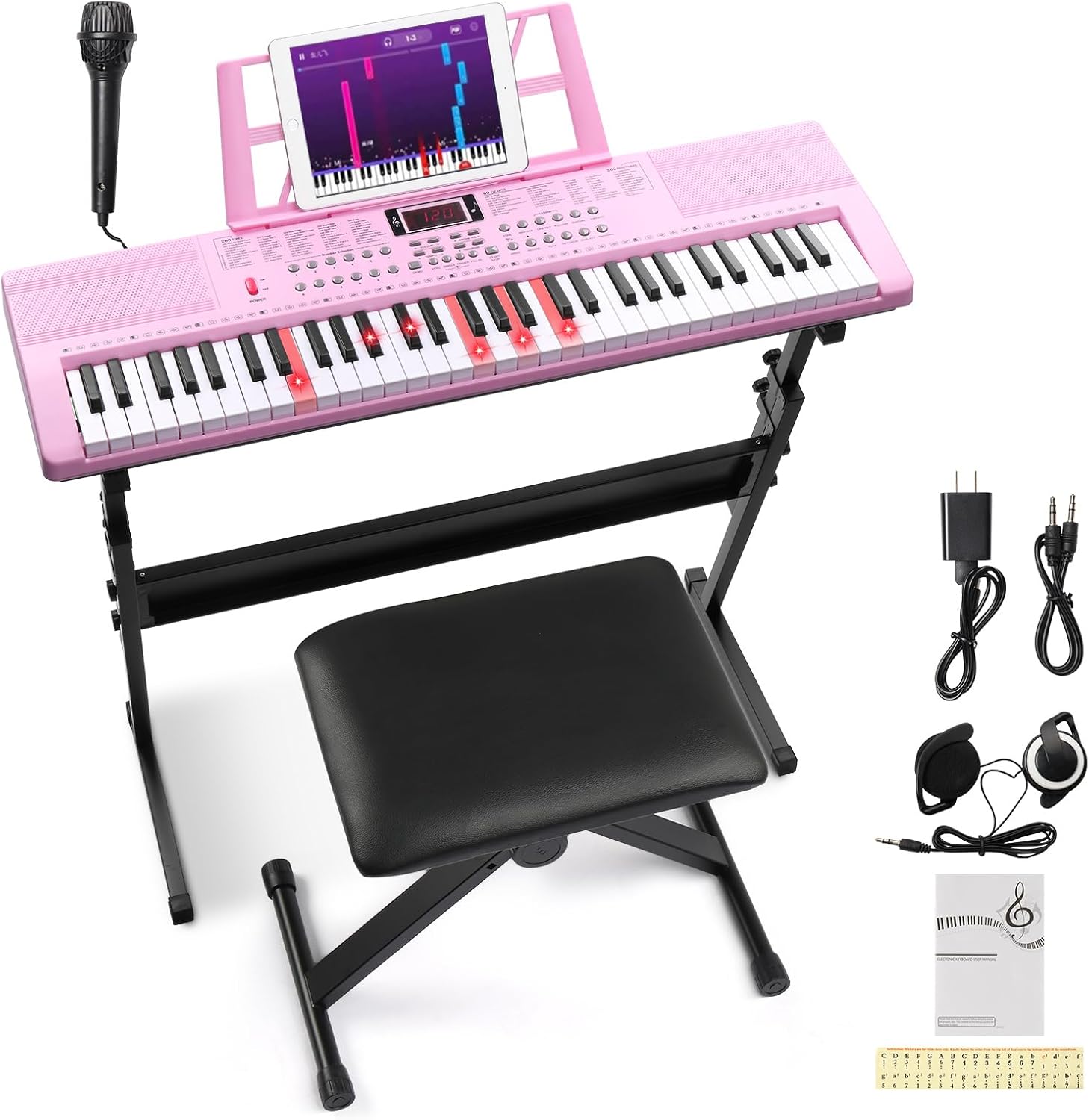 61 Key Electric Keyboard Set - Pink | Everything You Need!