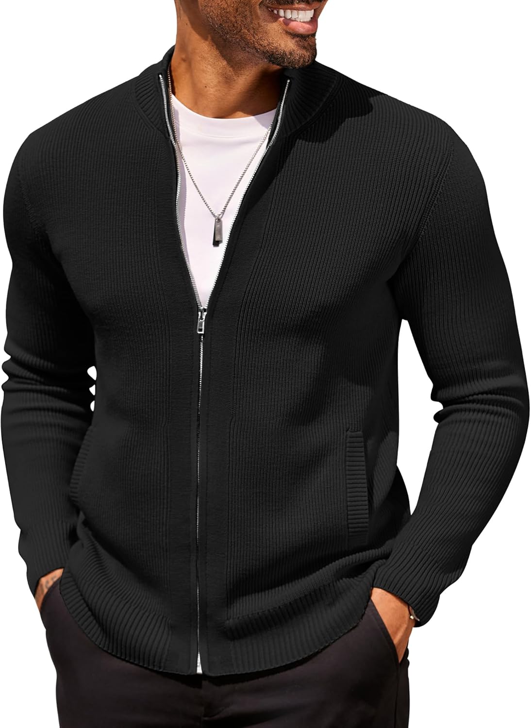 Stylish COOFANDY Mens Zip Up Cardigan Sweater for All Occasions