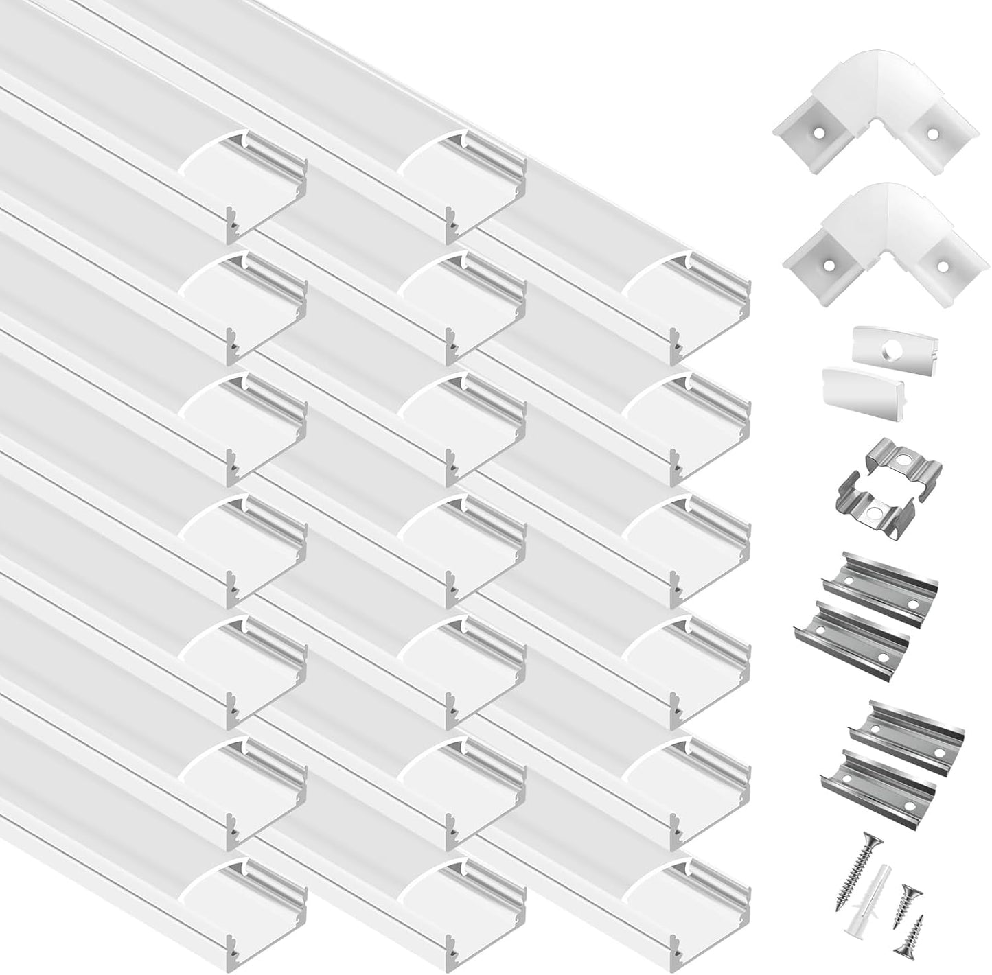 20-Pack 6.6ft U Shape LED Aluminum Channel System for Lighting