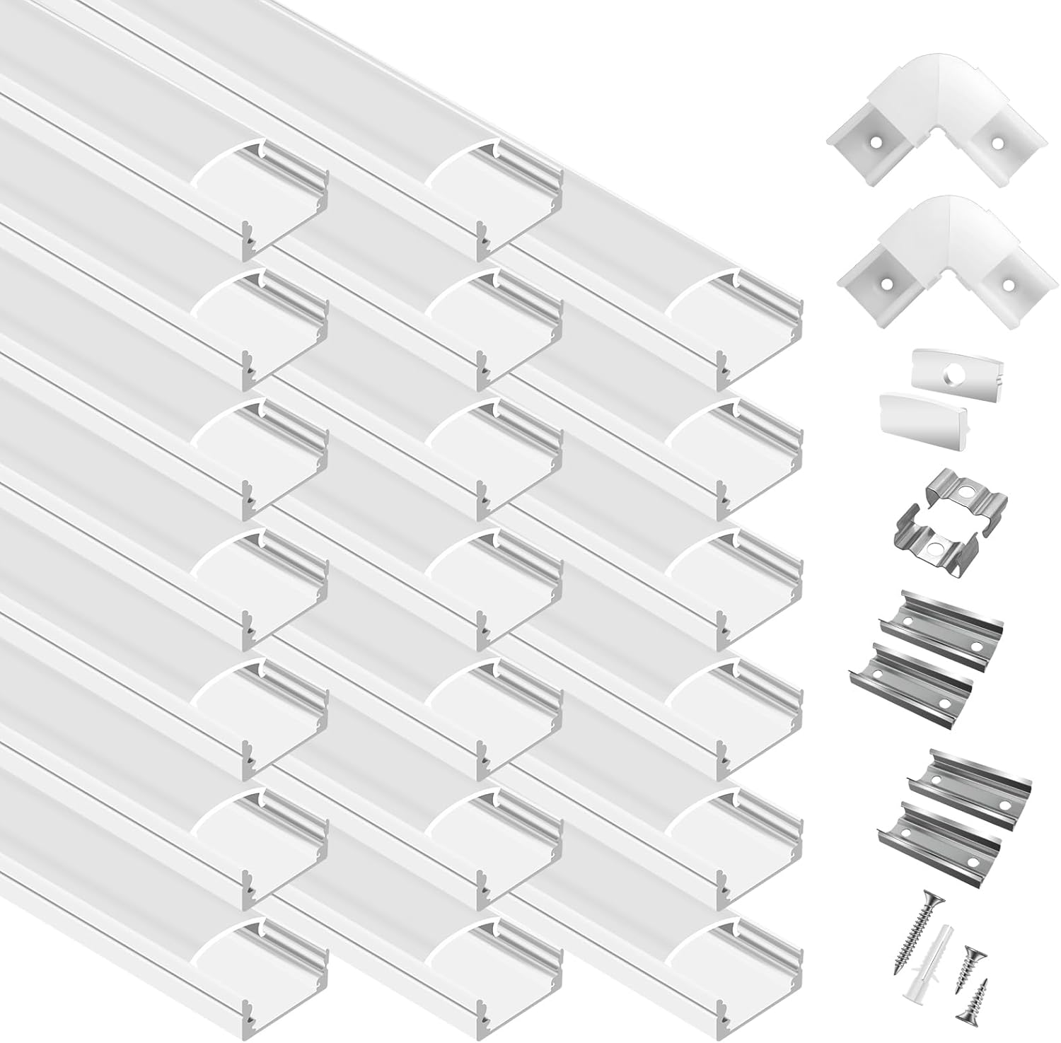20-Pack 6.6ft U Shape LED Aluminum Channel System for Lighting