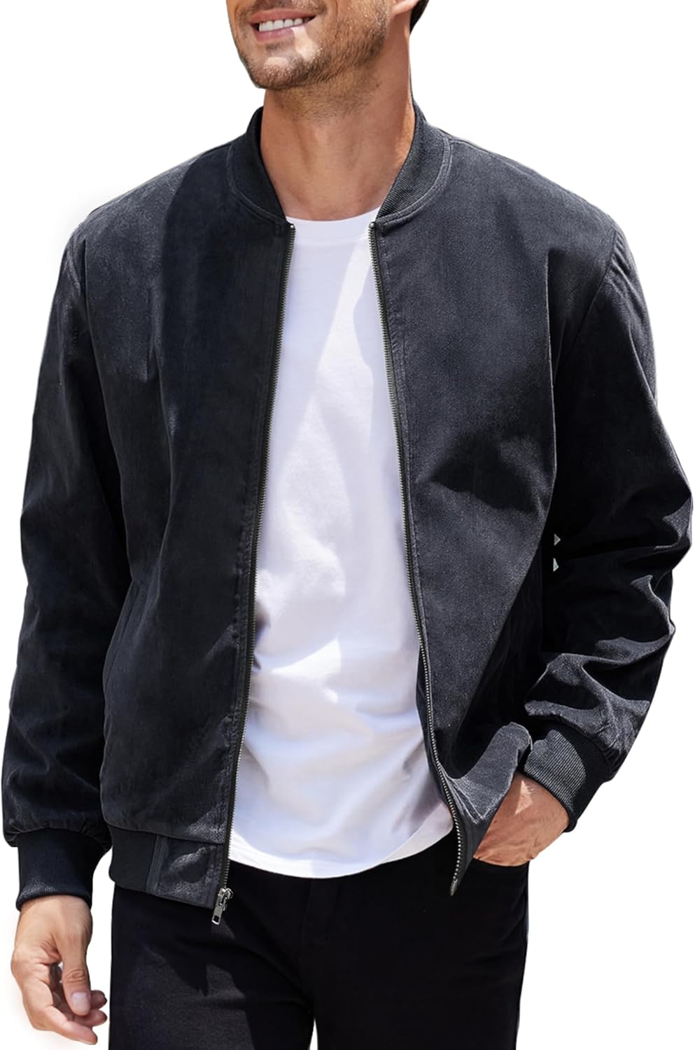 COOFANDY Men's Casual Varsity Jacket Lightweight Suede Bomber