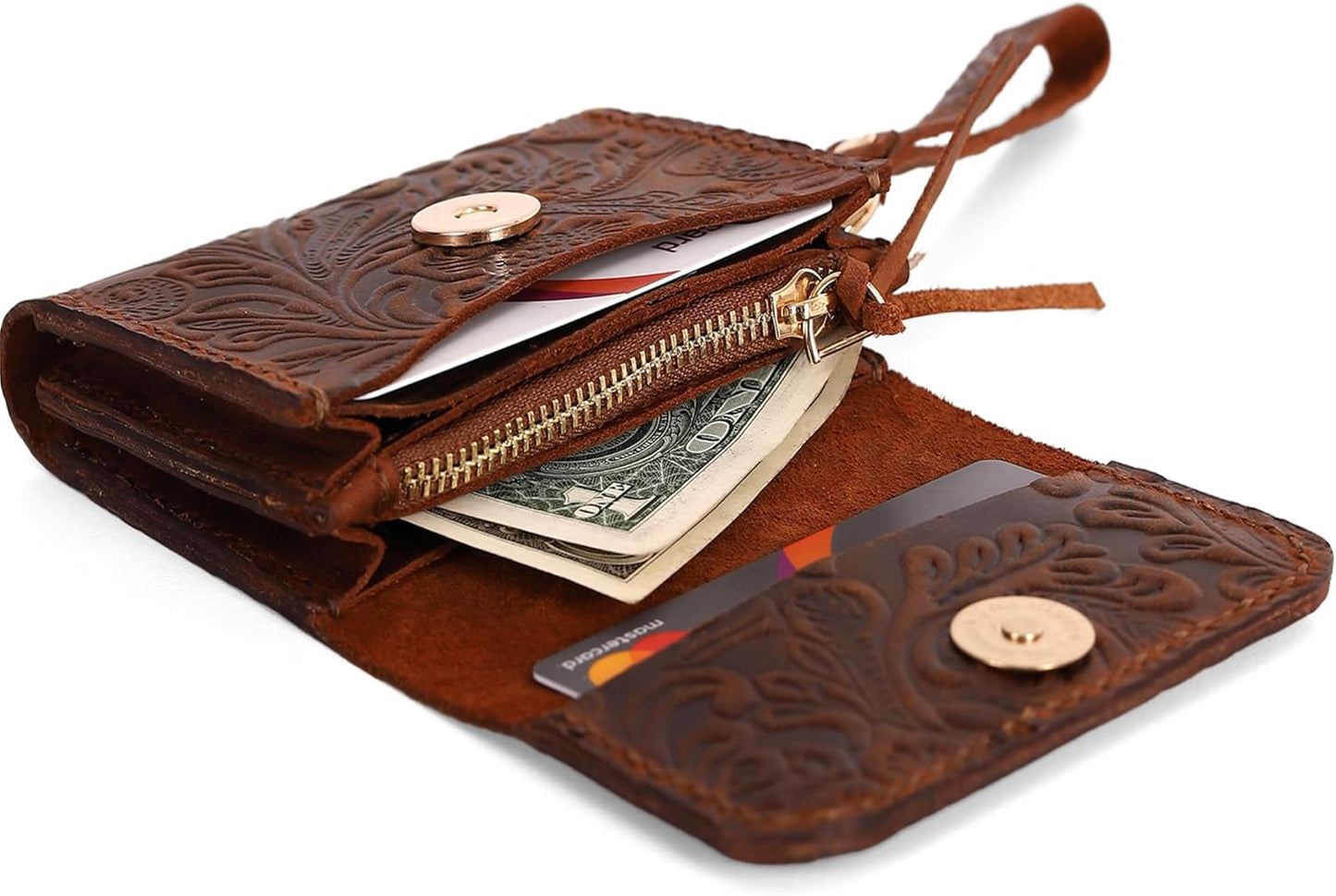 Handmade Wristlet Wallets for Women with Western Floral Design