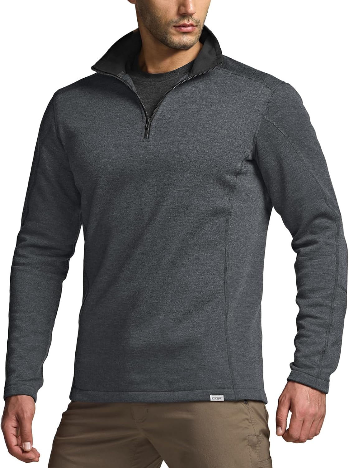 CQR Men's Thermal Fleece Quarter Zip Sweater for Outdoor Use