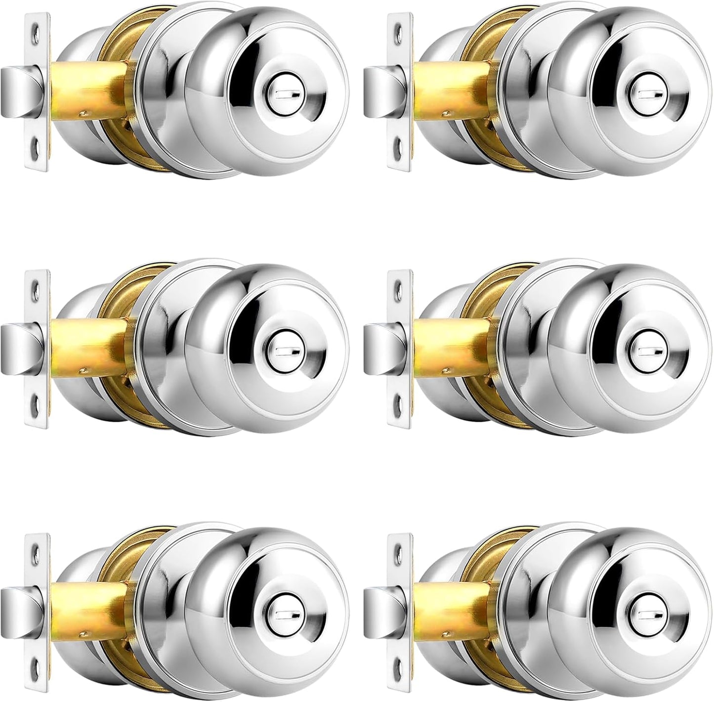 Probrico Privacy Bed/Bath Knobs in Polished Chrome for Doors