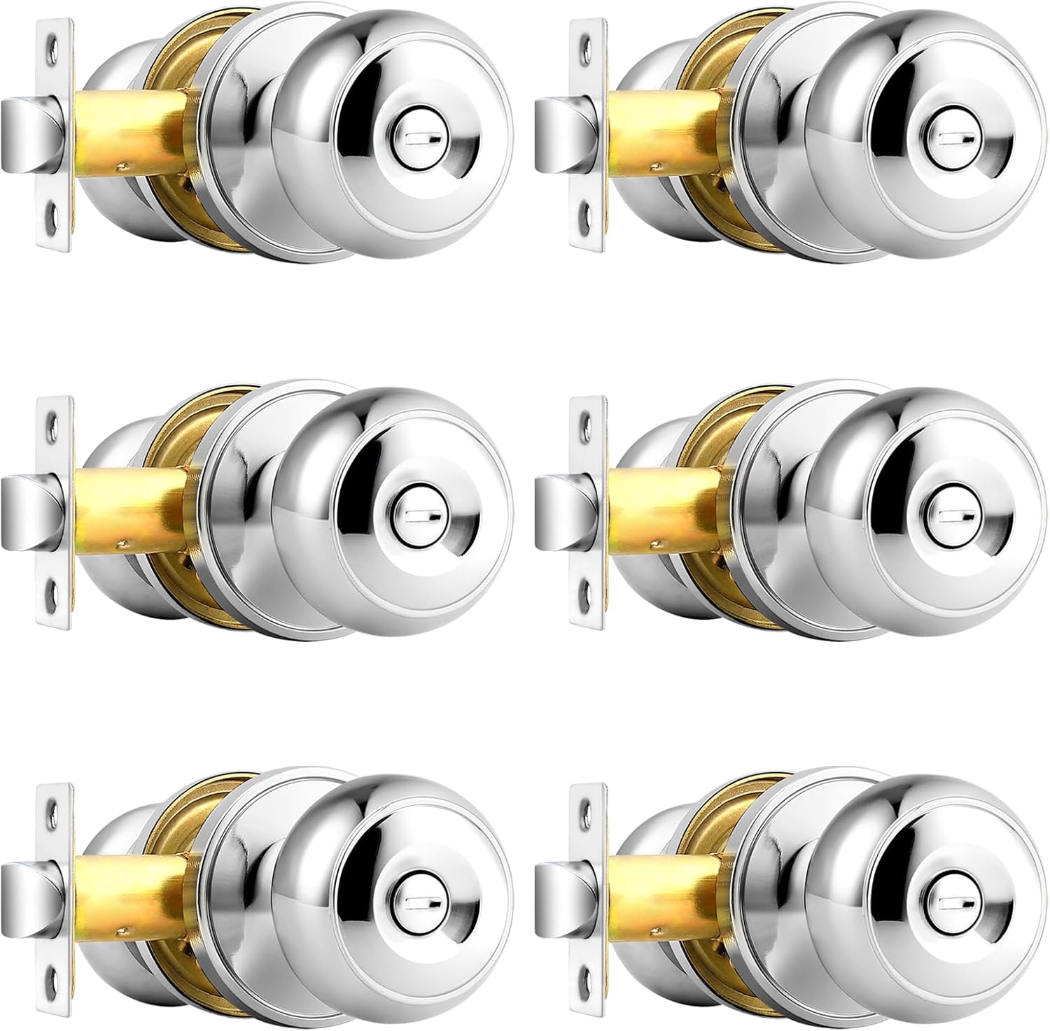 Probrico Privacy Bed/Bath Knobs in Polished Chrome for Doors