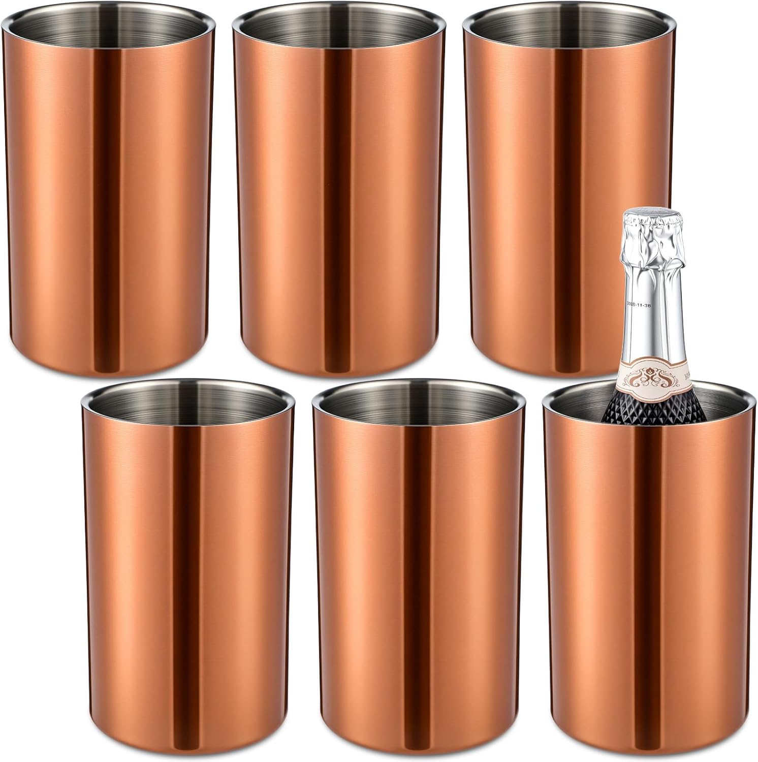 6 Pack Wine Chiller Bucket for Parties - Stainless Steel Cooler