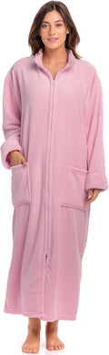Alexander Del Rossa Long Zip Up Robe - Plush, Thick Warmth