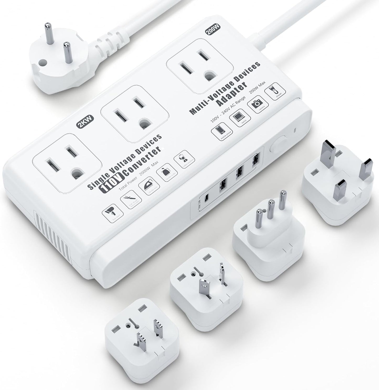 220v to 110v Travel Voltage Converter for Global Travelers