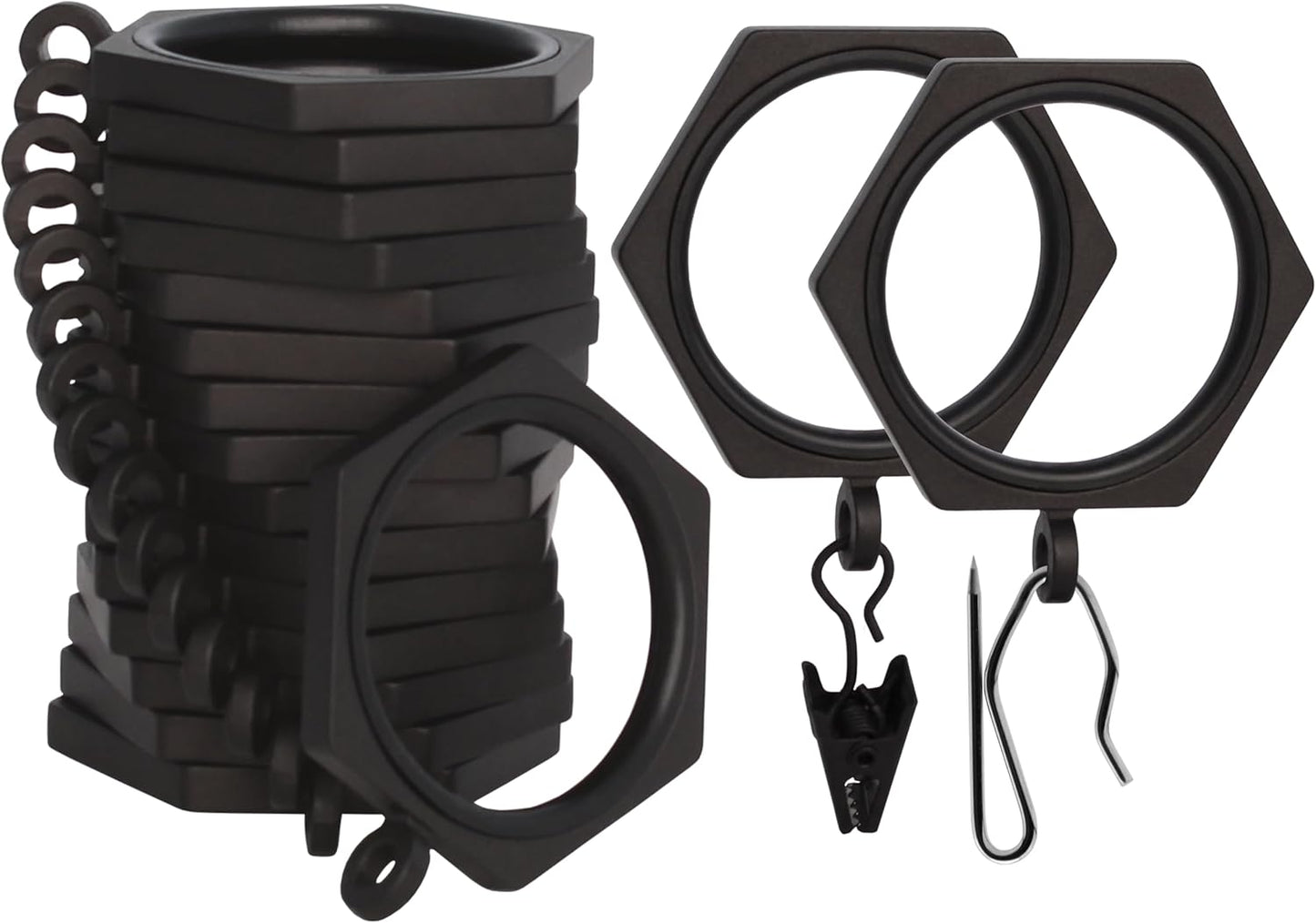 BlastHome Luxury Curtain Rings - Premium Metal with Inserts
