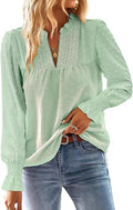 Boho Tops for Women V Neck Blouses Flowy Swiss Dot Lace - Versatile